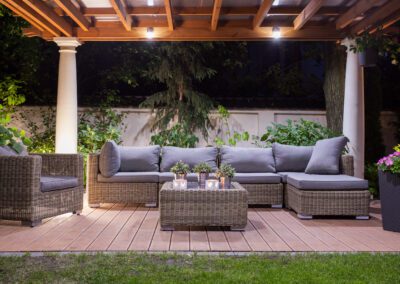 Modern Patio under a cabana at night